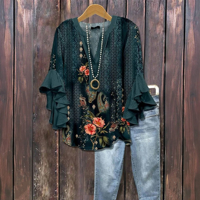 Cornelia - Vintage-Bluse mit floralem Muster