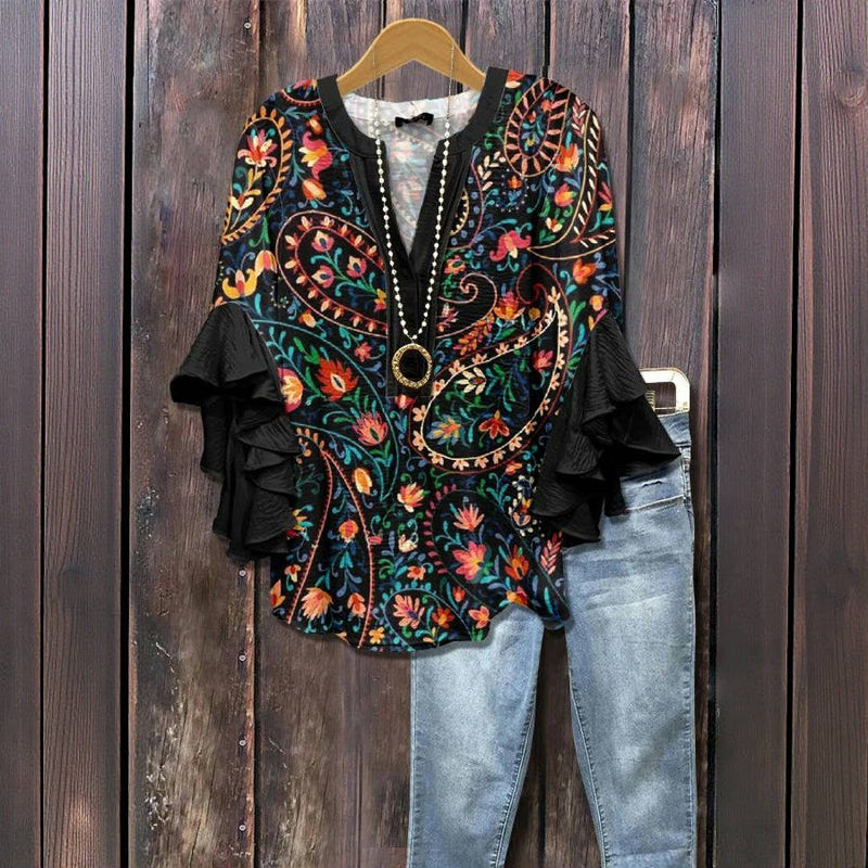 Manuela - Vintage-Bluse mit floralem Muster