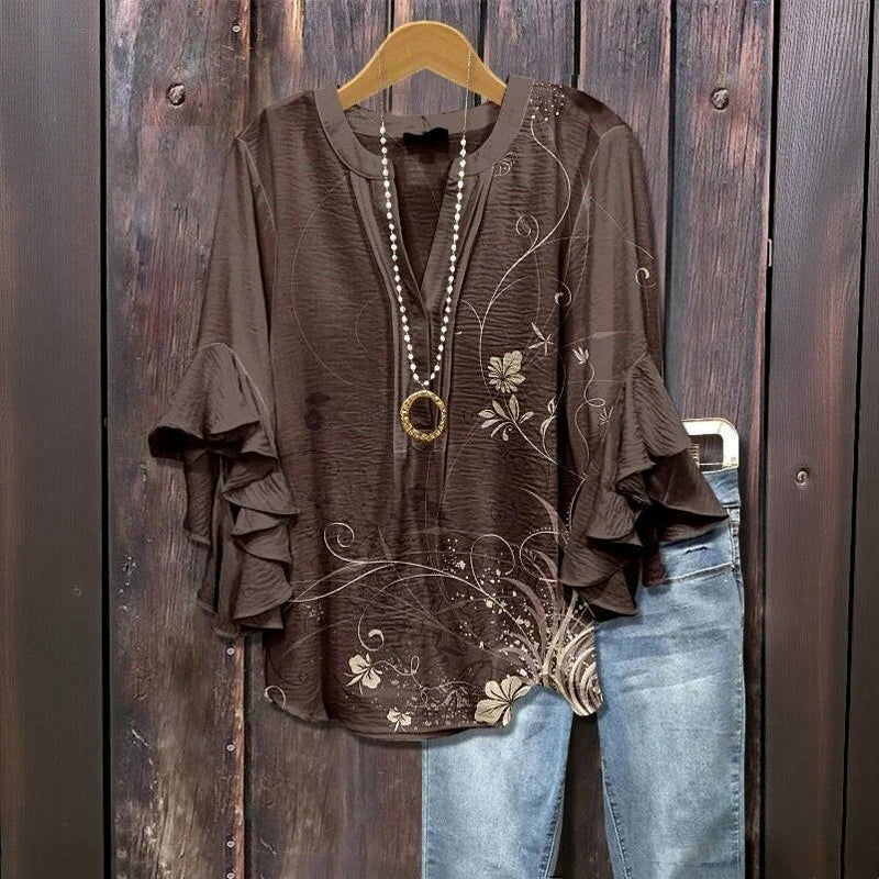 Yvonne - Vintage-Bluse mit floralem Muster