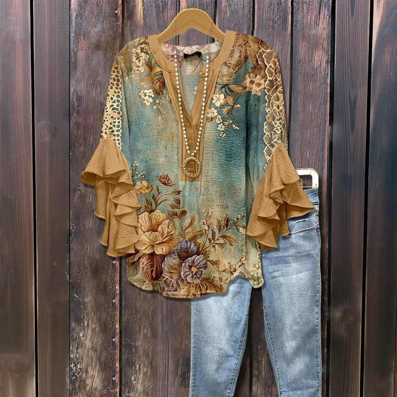 Christine - Vintage Bluse mit floralem Muster