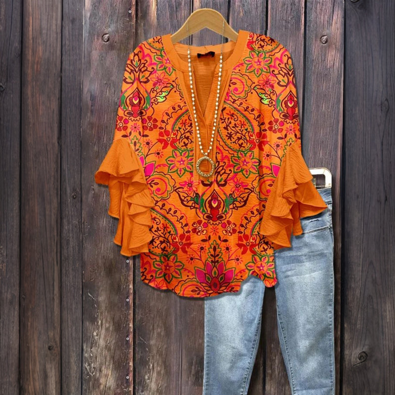 Martina - Vintage-Bluse mit floralem Muster