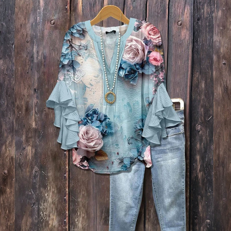 Sandra - Vintage-Bluse mit Blumenmuster