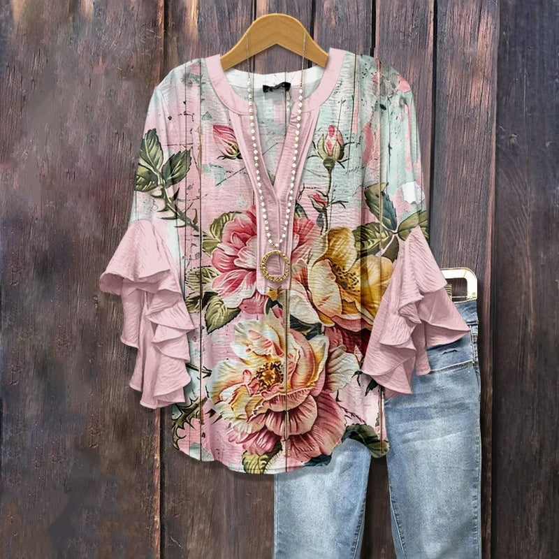Katrin - Vintage Bluse mit floralem Muster