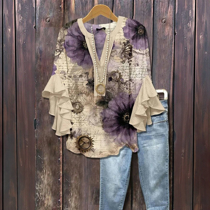 Bettina - Vintage-Bluse mit floralem Muster