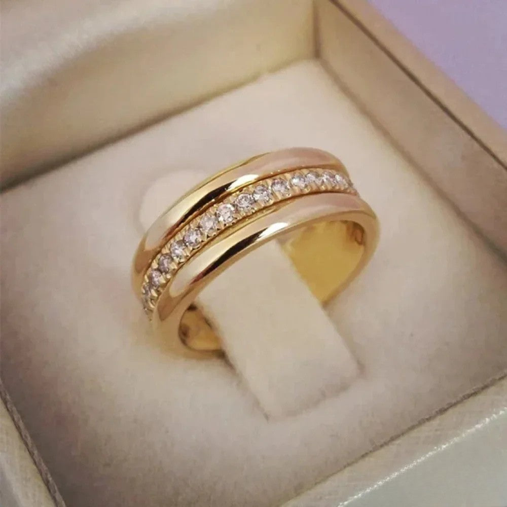 Eleganter Doppelring mit Zirkonia-Einlage