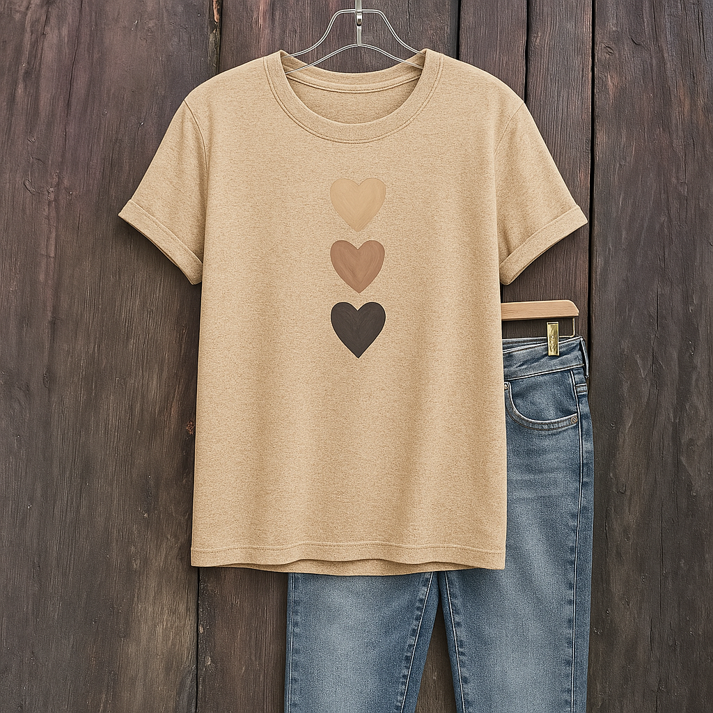 Daniela - Vintage T-Shirt mit Herzdruck
