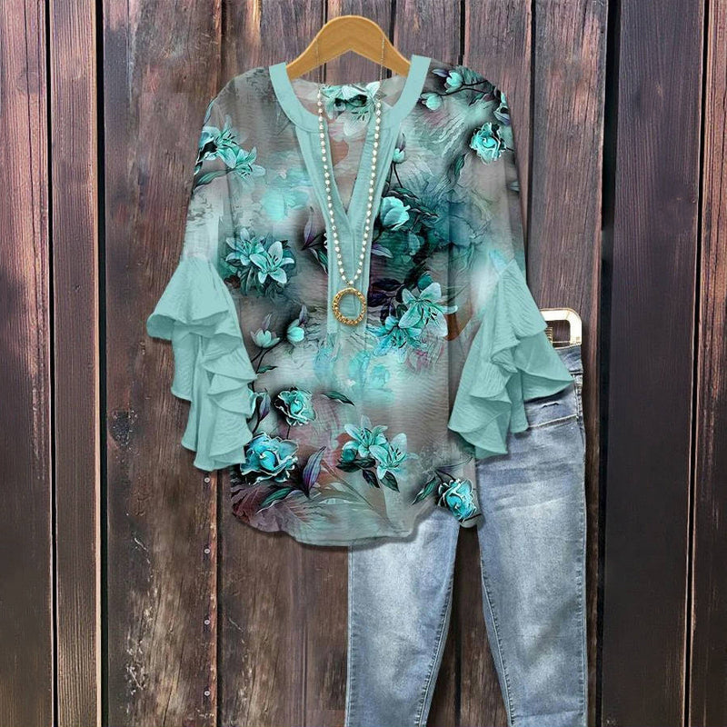 Heike - Vintage-Bluse mit Blumenmuster