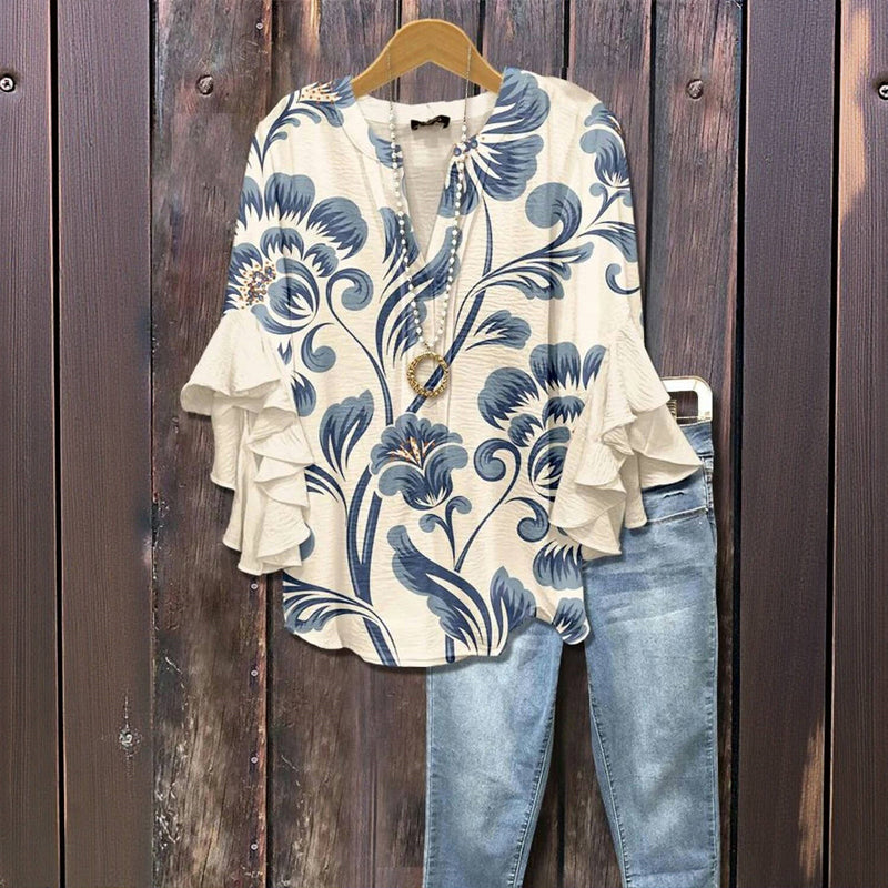 Petra - Vintage-Bluse mit floralem Muster