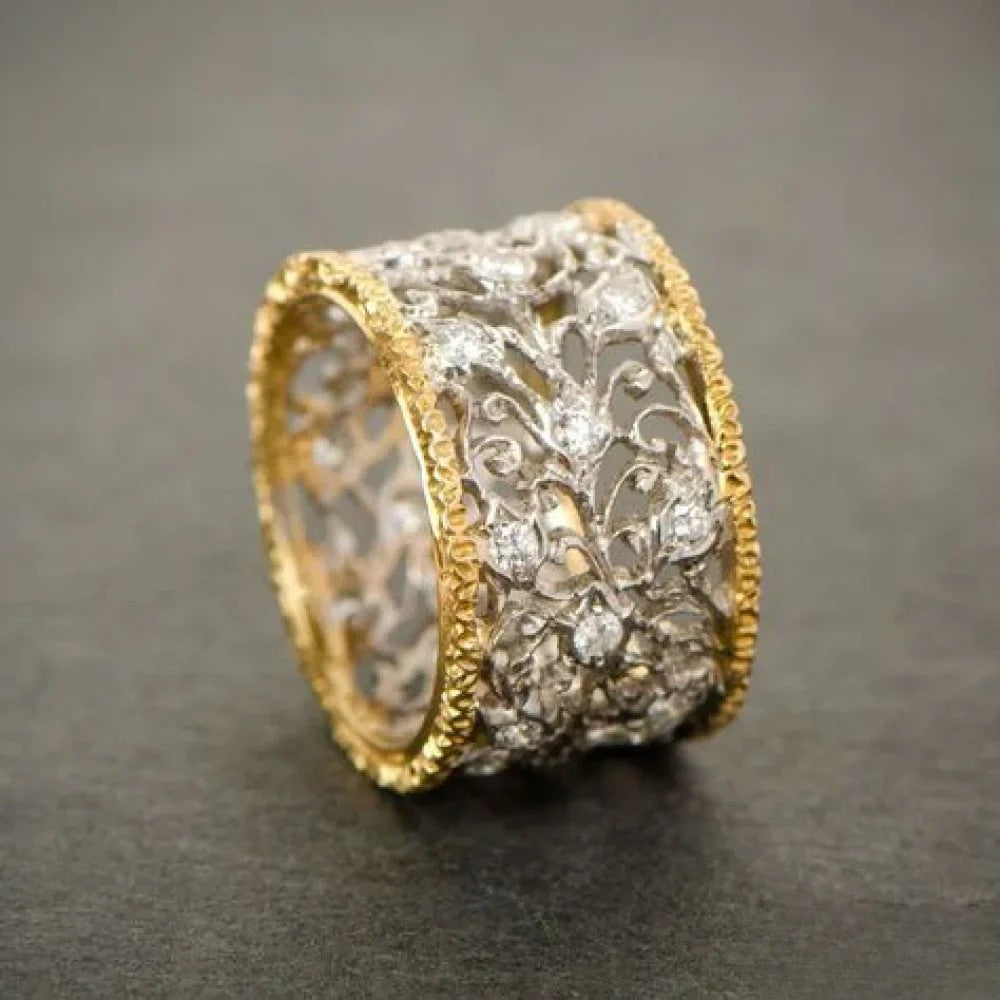 Retro Zirkonia Efeu Ring