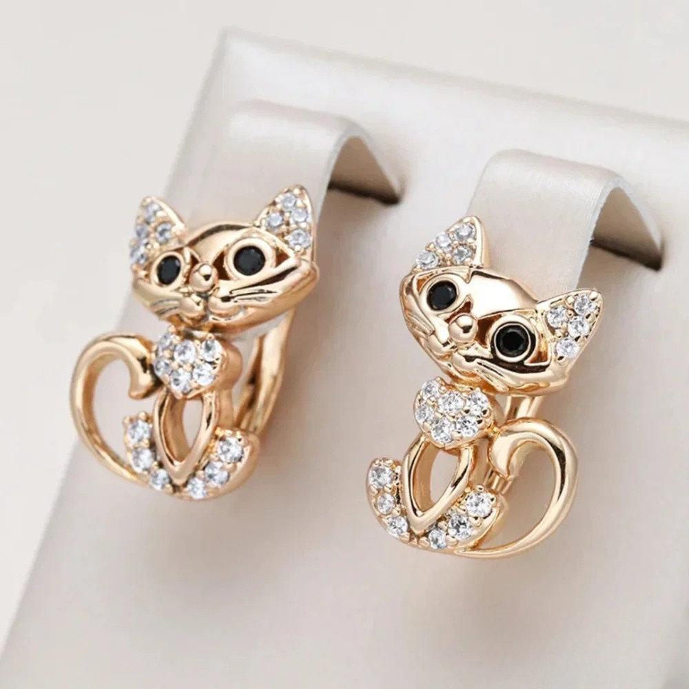 Elegante Zirkonia Katzenohrringe