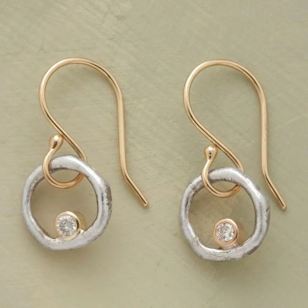 Vintage Gold- und Silber-Zirkonia-Stiftohrringe