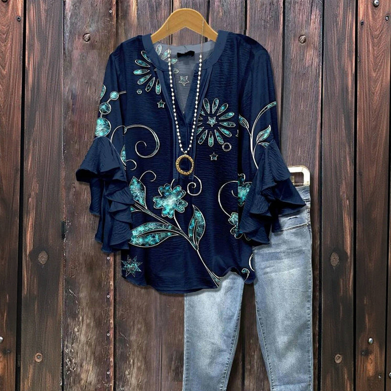 Beate - Vintage Bluse mit Blumenmuster