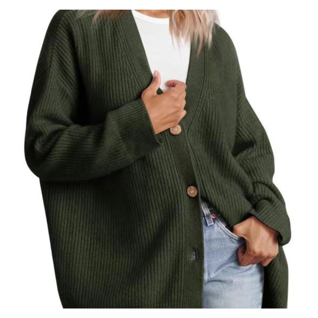 Damen Strick Knopf Daunen Warme Strickjacke | Lange