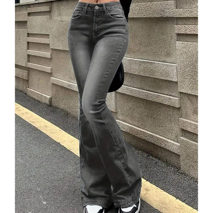 Damen Hoher Taille Schlag Hosen | Schlanke Passform