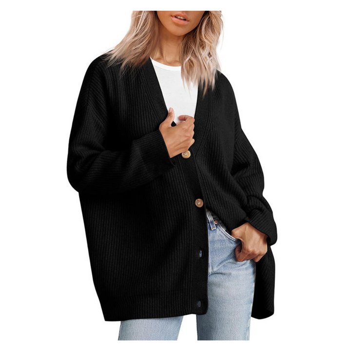 Damen Strick Knopf Daunen Warme Strickjacke | Lange