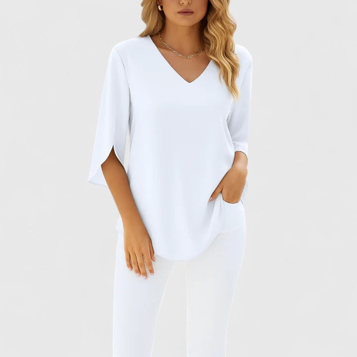 Violetta™ | Elegante V-Ausschnitt Bluse