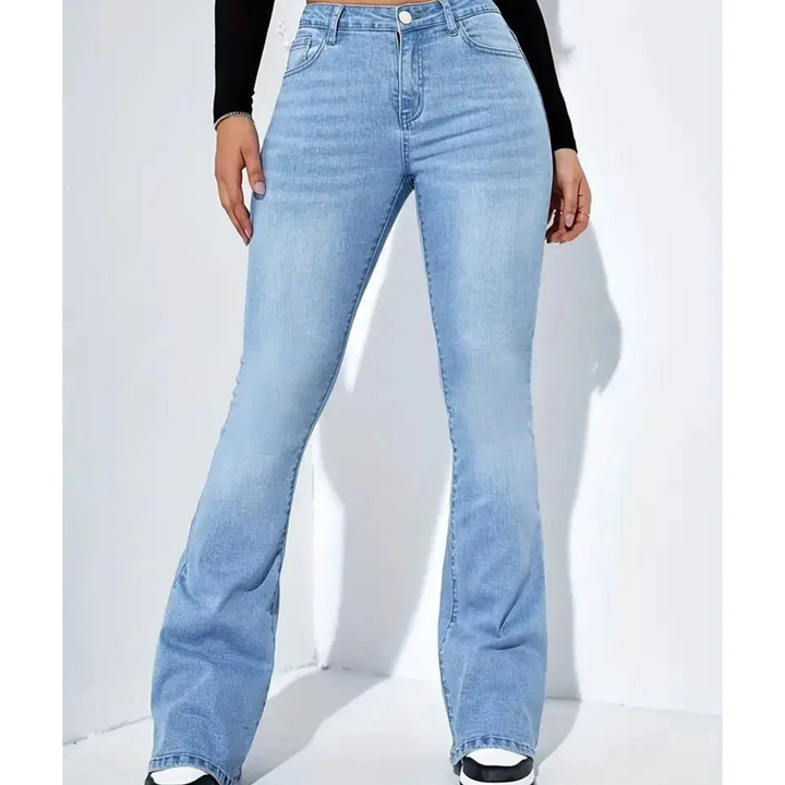Damen Hoher Taille Schlag Hosen | Schlanke Passform