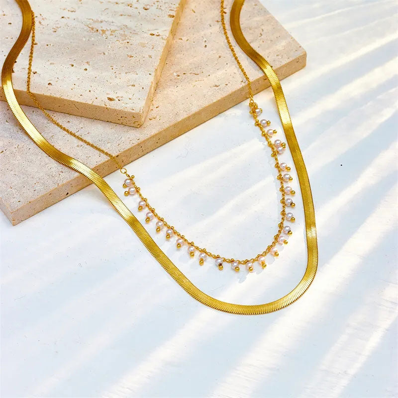 Marizanne | Luxus Schlange Choker & Perlen Schmuckset 18K Gold