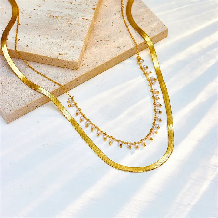 Marizanne | Luxus Schlange Choker & Perlen Schmuckset 18K Gold