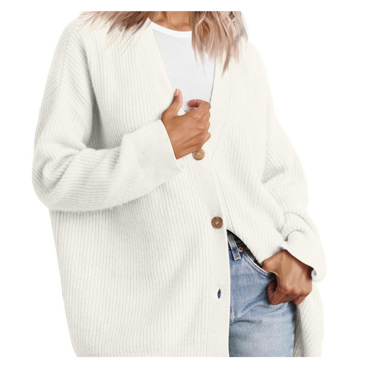 Damen Strick Knopf Daunen Warme Strickjacke | Lange