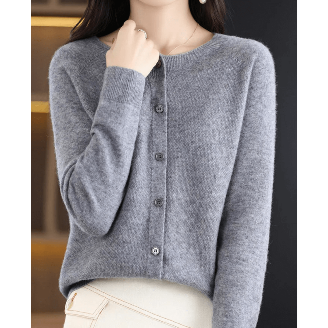Damen Warme Knopf Daunen Strickjacke | Langarm