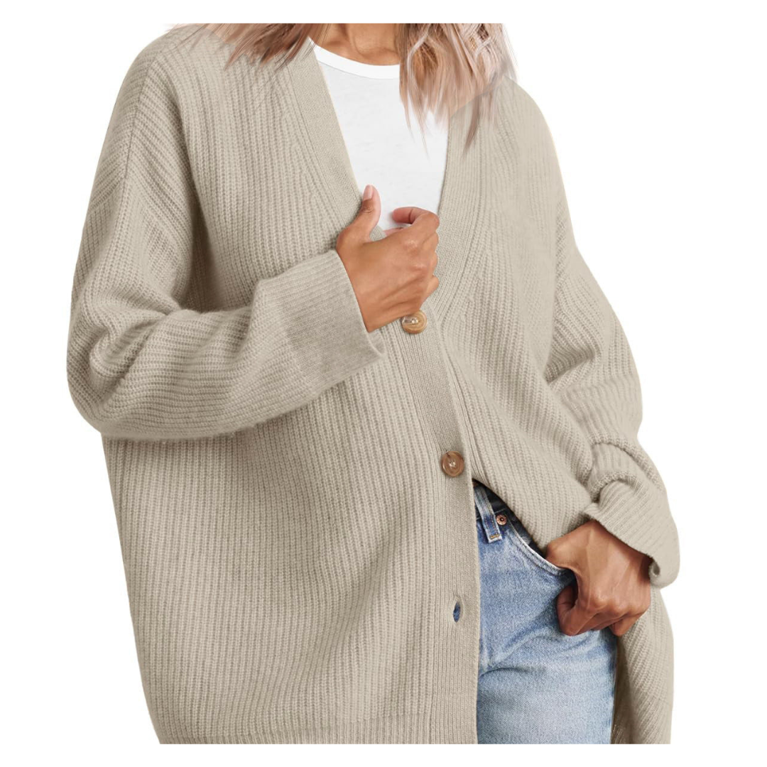 Damen Strick Knopf Daunen Warme Strickjacke | Lange