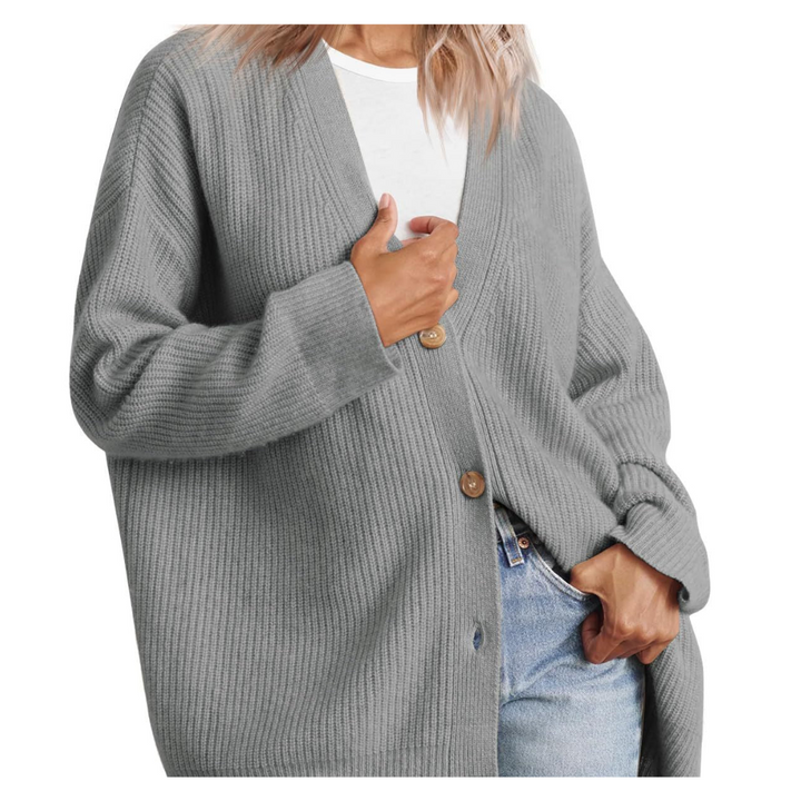 Damen Strick Knopf Daunen Warme Strickjacke | Lange