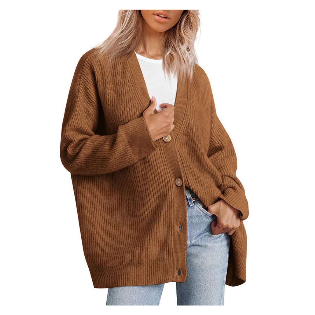 Damen Strick Knopf Daunen Warme Strickjacke | Lange