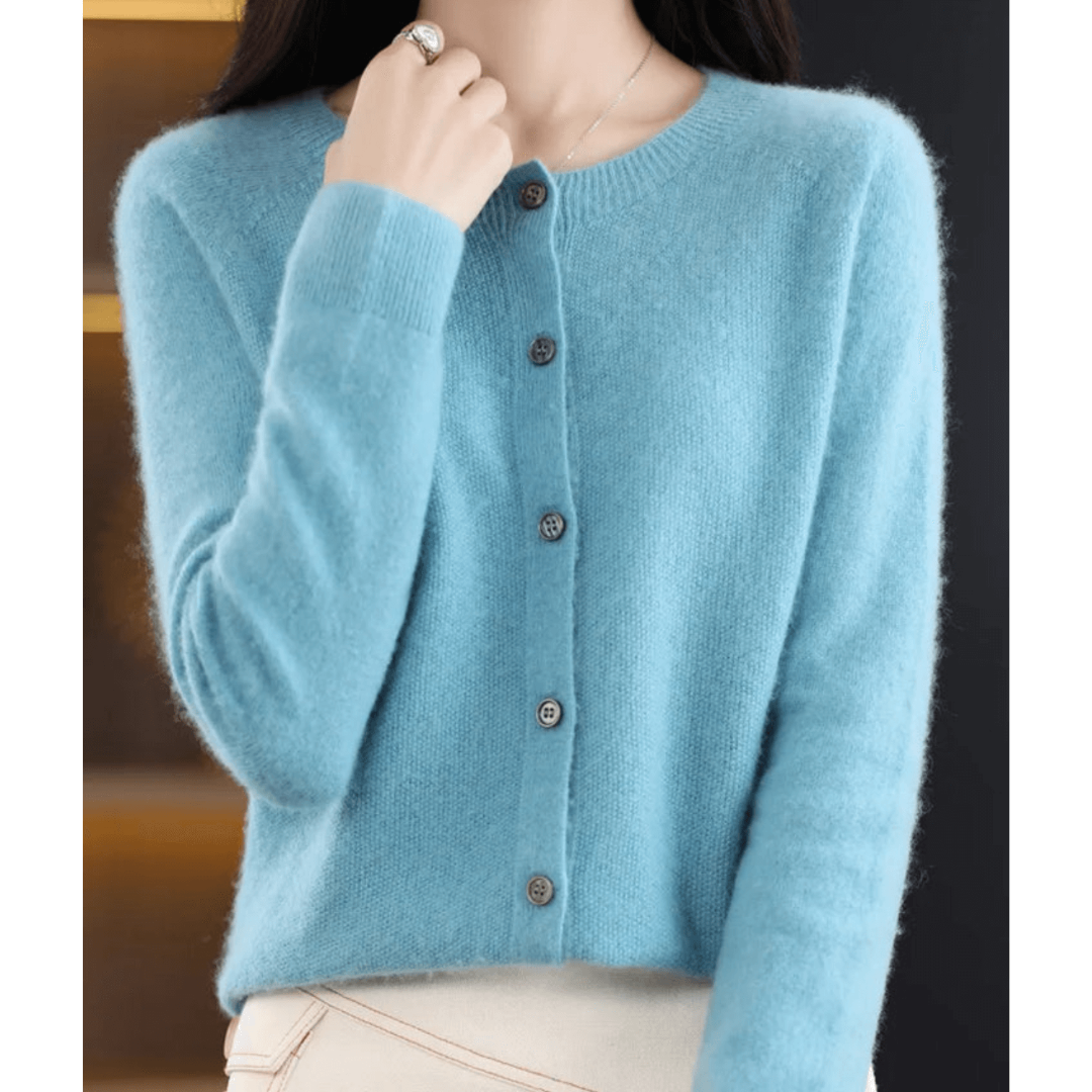 Damen Warme Knopf Daunen Strickjacke | Langarm