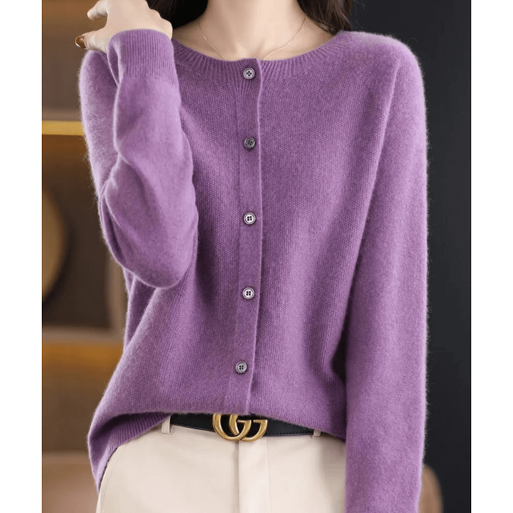 Damen Warme Knopf Daunen Strickjacke | Langarm