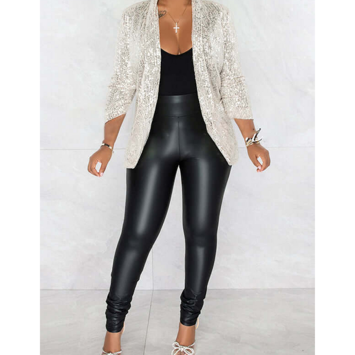 Damen Pailletten Blazer | Gerüscht