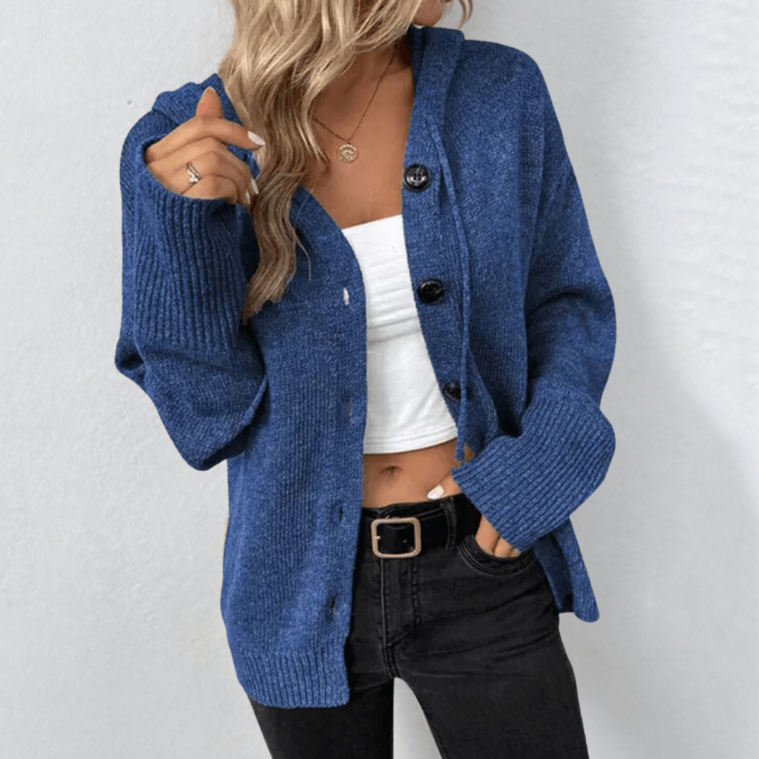 Brittan | Damen Warme Strickjacke | Knopf Daunen