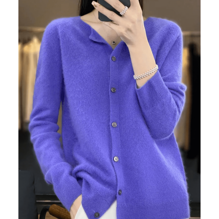 Damen Warme Knopf Daunen Strickjacke | Langarm