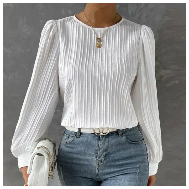 Damen Plissierte Bluse | Langarm