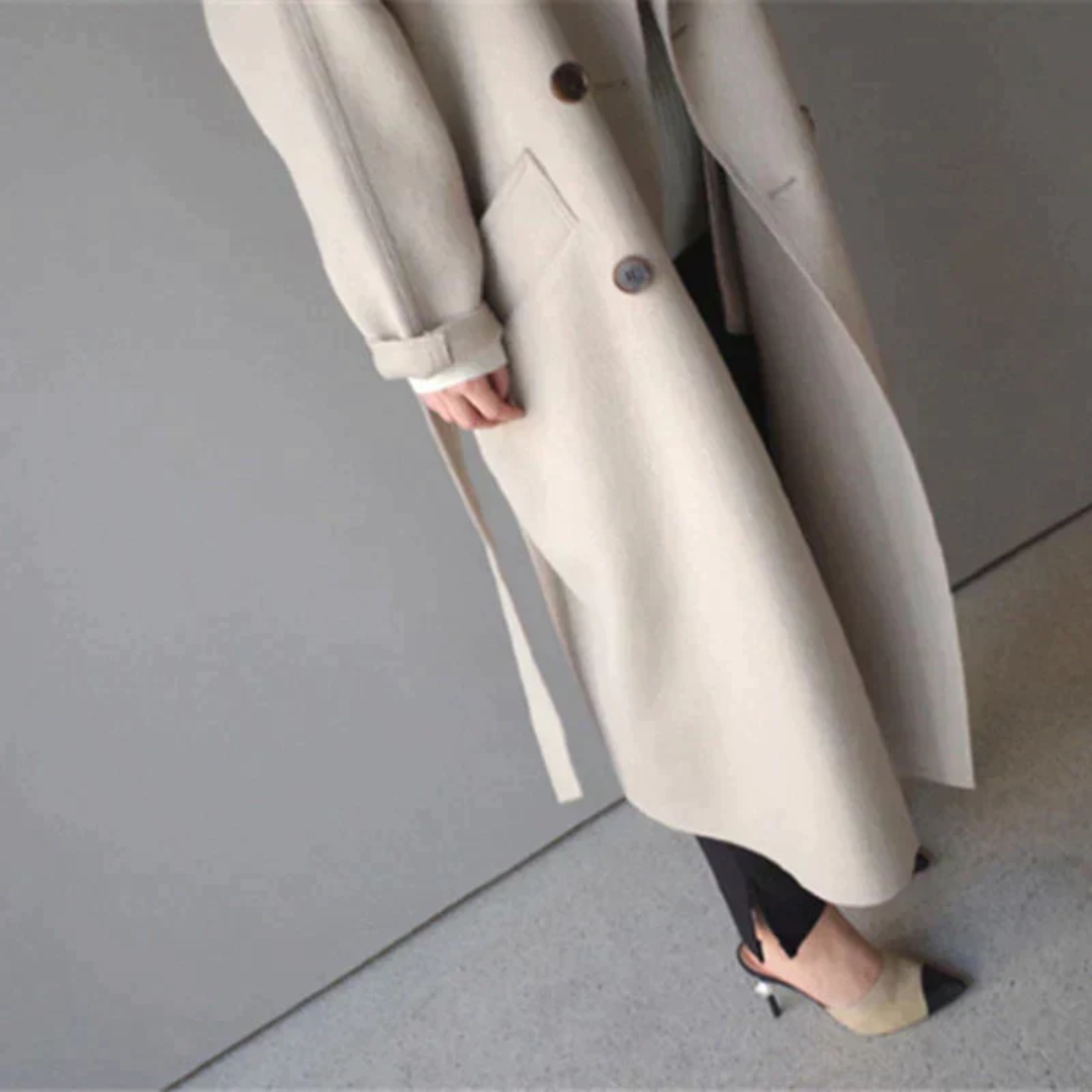 Nadjain | Damen Warme Trench Mantel | Langarm