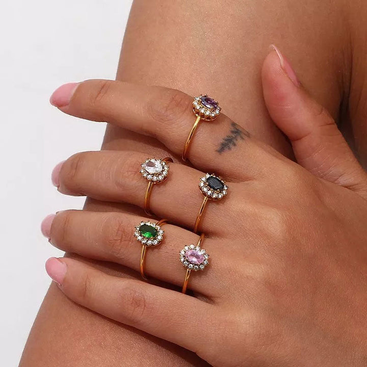 Amaryelle | Grüner Zirkonia Ring 18K Gold