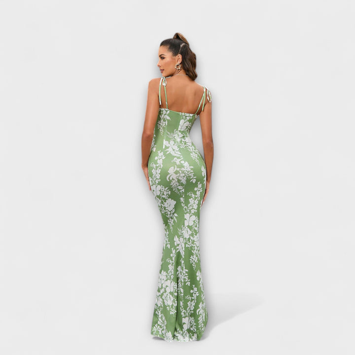 Thalia - Floral Print Prom Dress mit gebundenen Schulterträgern