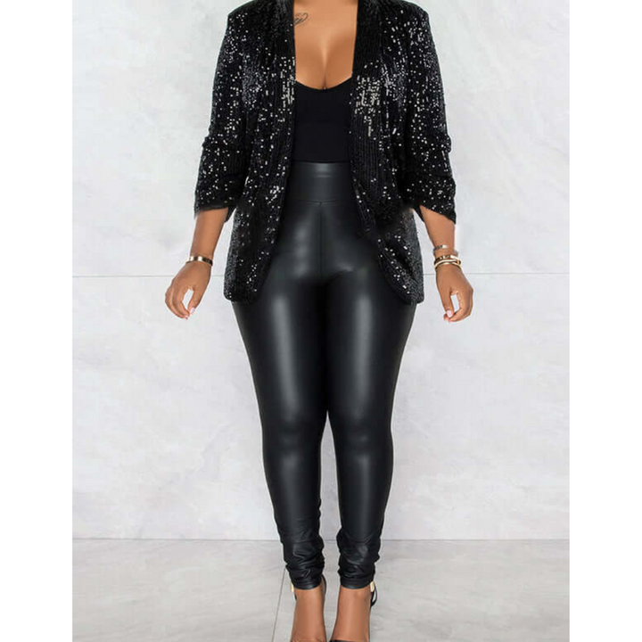 Damen Pailletten Blazer | Gerüscht