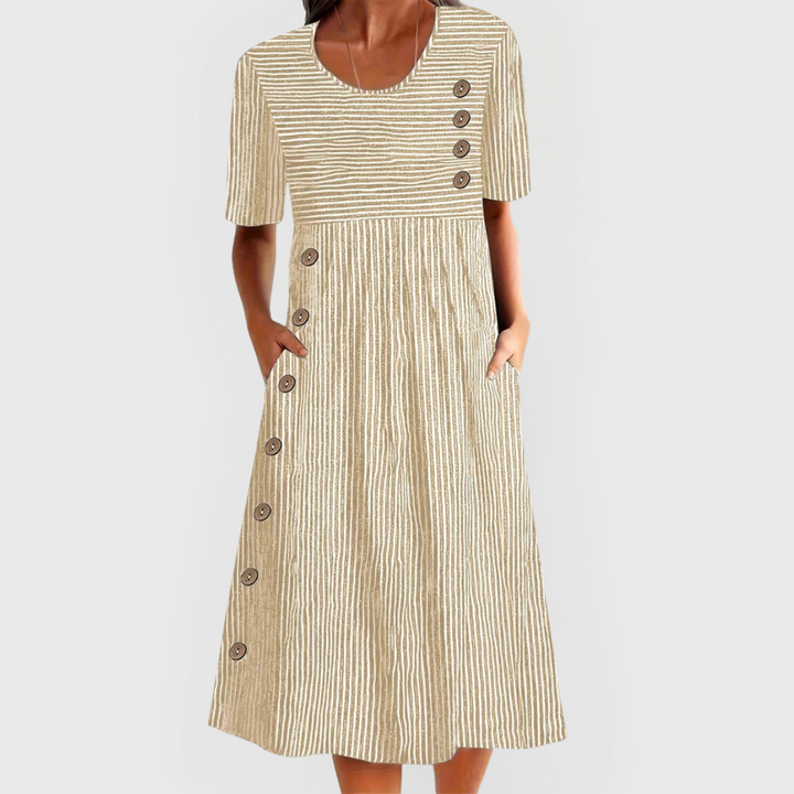 Wanda™ Gestreiftes Midi-Kleid