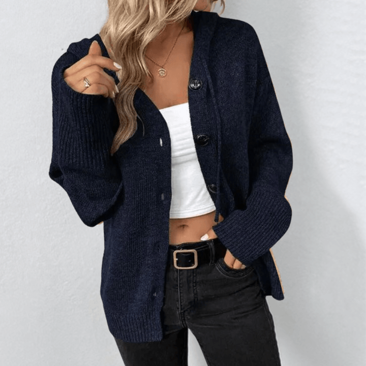 Brittan | Damen Warme Strickjacke | Knopf Daunen