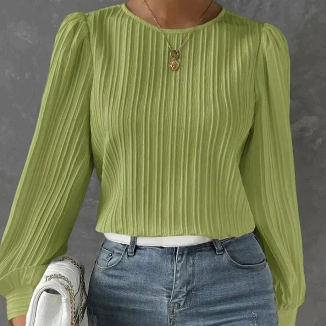 Damen Plissierte Bluse | Langarm