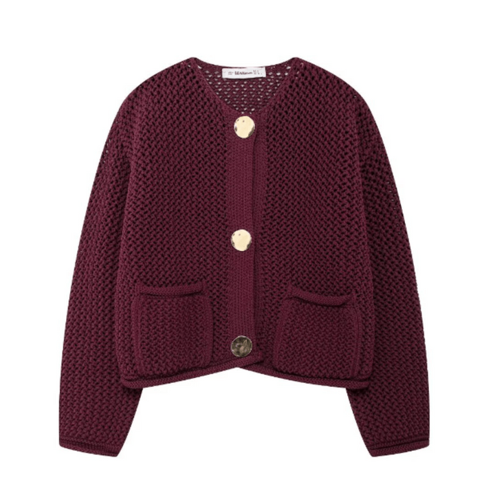 Damen Strick Knopf Daunen Kurze Strickjacke | Langarm