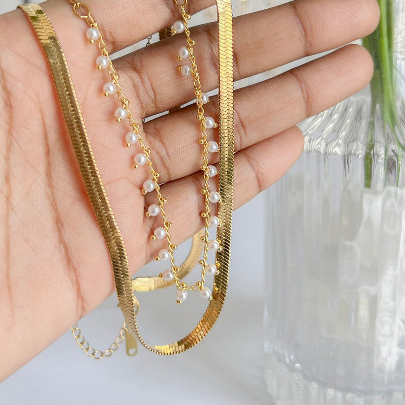 Marizanne | Luxus Schlange Choker & Perlen Schmuckset 18K Gold