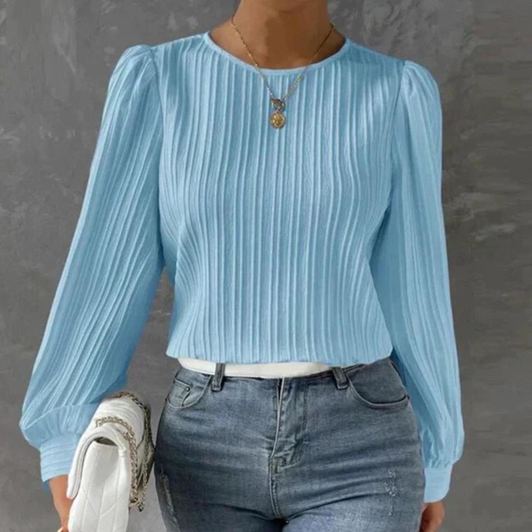 Damen Plissierte Bluse | Langarm