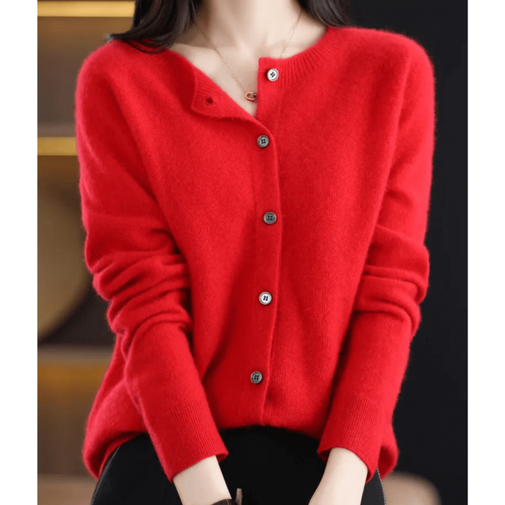 Damen Warme Knopf Daunen Strickjacke | Langarm