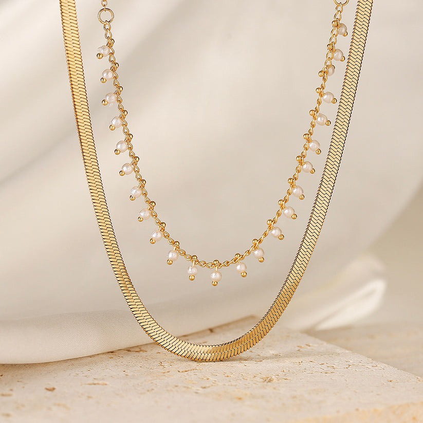 Marizanne | Luxus Schlange Choker & Perlen Schmuckset 18K Gold