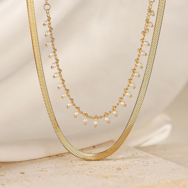 Marizanne | Luxus Schlange Choker & Perlen Schmuckset 18K Gold