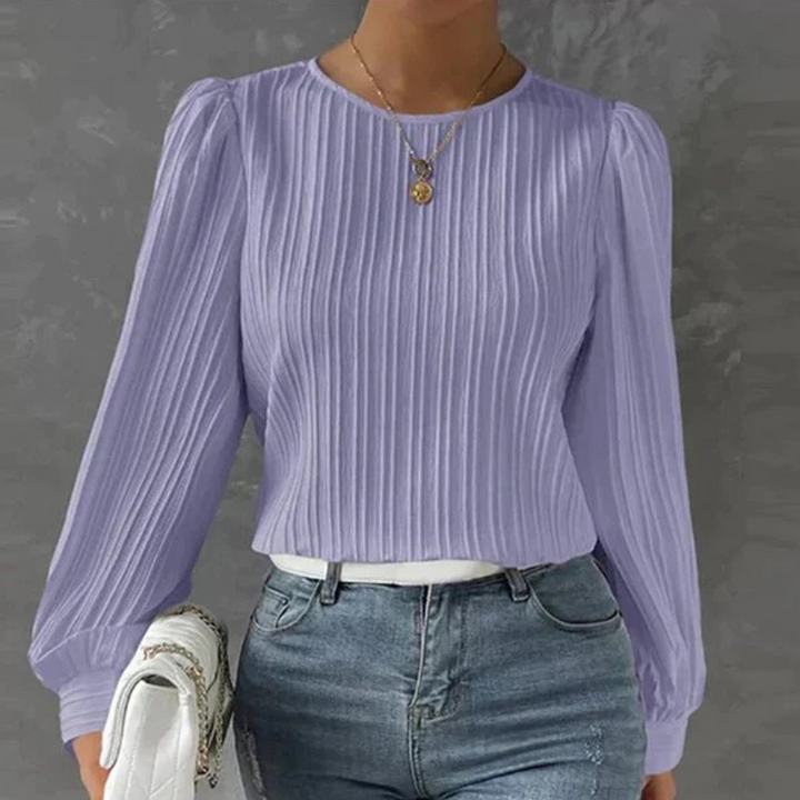 Damen Plissierte Bluse | Langarm