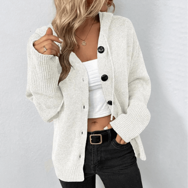 Brittan | Damen Warme Strickjacke | Knopf Daunen