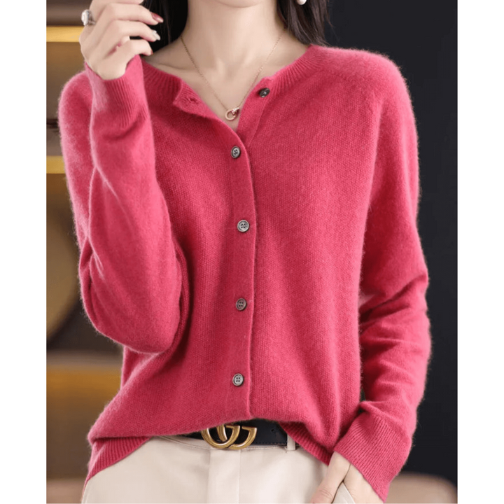 Damen Warme Knopf Daunen Strickjacke | Langarm
